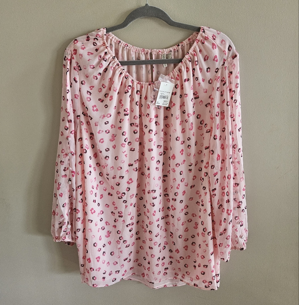 Cato Pink Leopard Print Blouse
